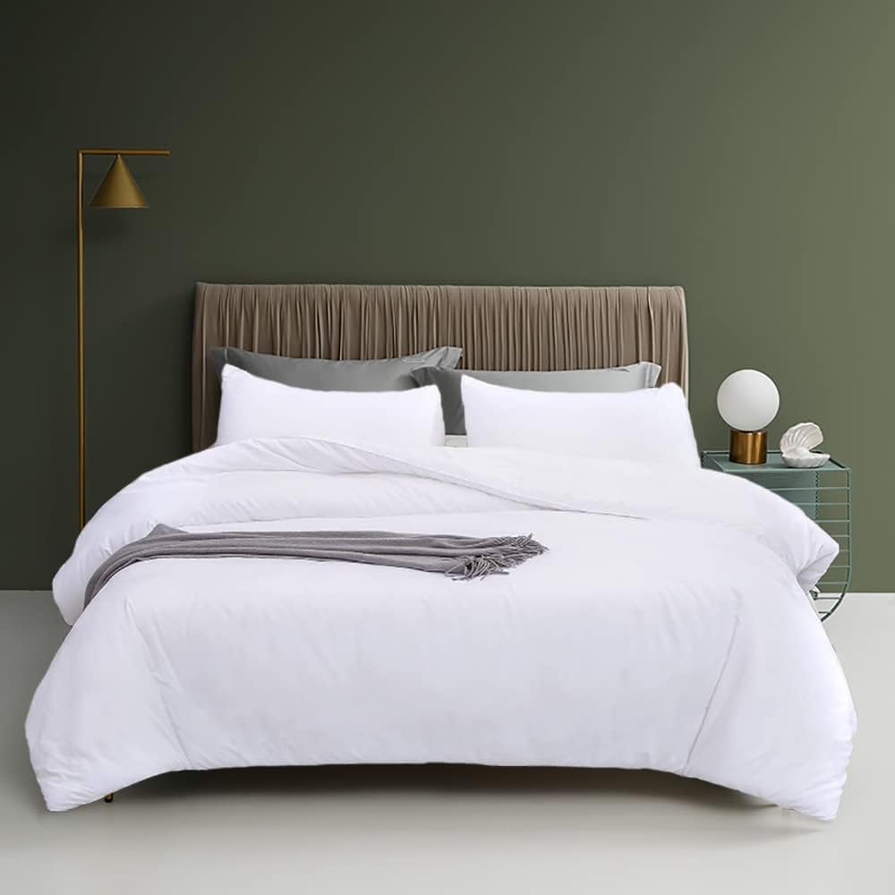 Houseri White Comforter Queen Set Fluffy Plain White Bedding Comforters Queen Size Puffy Lightweight Soft Solid Color Bed Quilts
